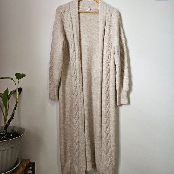 Leith Sweaters - NEVER WORN LEITH CABLE KNIT COZY DUSTER / LONG OATMEAL CARDIGAN SIZE MEDIUM